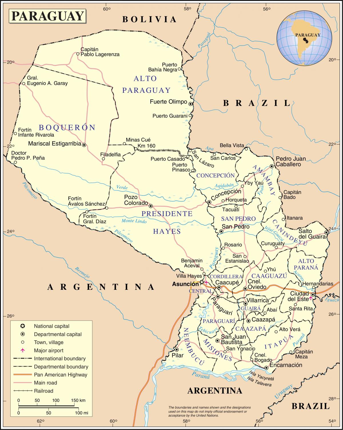 Zemljevid cateura Paragvaj 