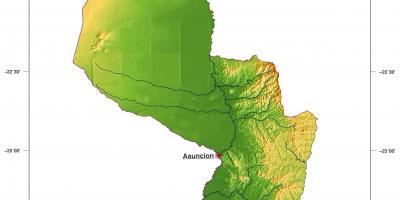 Zemljevid fizično Paragvaj